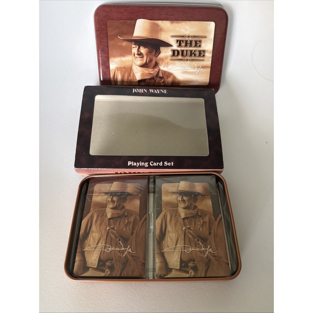 John Wayne Playing Card Set 2 sealed decks tin and sleeve plastic playing cards